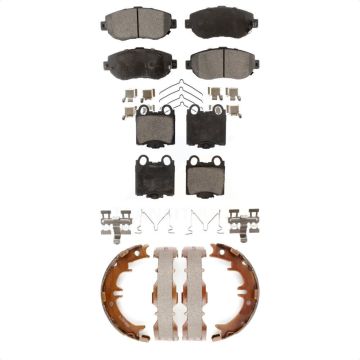 Front Rear Ceramic Brake Pads & Parking Shoes Kit For Lexus SC430 IS300 GS300 GS400 GS430 KTN-100674