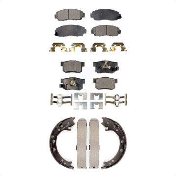 Front Rear Ceramic Brake Pads And Parking Shoes Kit For Honda CR-V Acura RDX KTN-100677