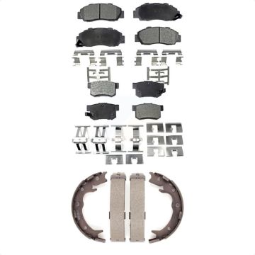Front Rear Ceramic Brake Pads And Parking Shoes Kit For Honda Odyssey Acura RL KTN-100680
