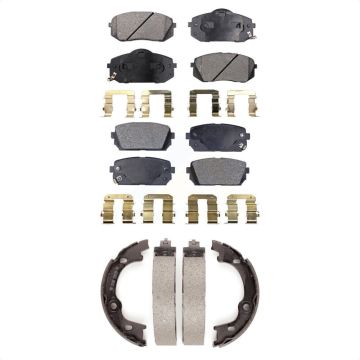 Front Rear Ceramic Brake Pads And Parking Shoes Kit For 2007-2010 Kia Rondo KTN-100688