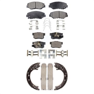 Front Rear Ceramic Brake Pads And Parking Shoes Kit For 2012-2016 Honda CR-V FWD KTN-100690