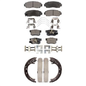 Front Rear Ceramic Brake Pads And Parking Shoes Kit For 2012-2016 Honda CR-V AWD KTN-100691