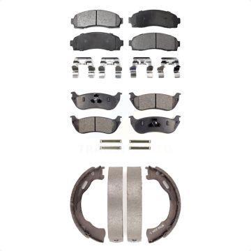 Front Rear Ceramic Brake Pads And Parking Shoes Kit For Ford Explorer Mercury Mountaineer KTN-100693