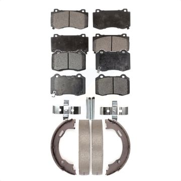 Front Rear Ceramic Brake Pads Parking Shoes Kit For Dodge Charger Chrysler 300 Challenger KTN-100694