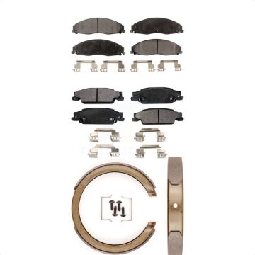 Front Rear Ceramic Brake Pads And Parking Shoes Kit For Cadillac STS KTN-100698