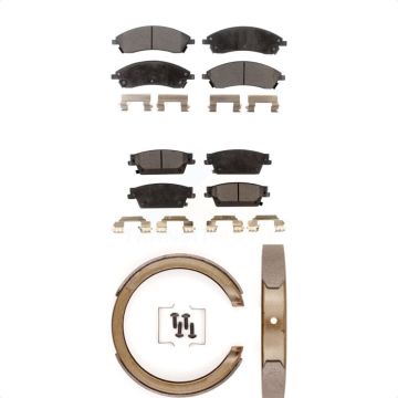 Front Rear Ceramic Brake Pads And Parking Shoes Kit For Cadillac STS KTN-100699