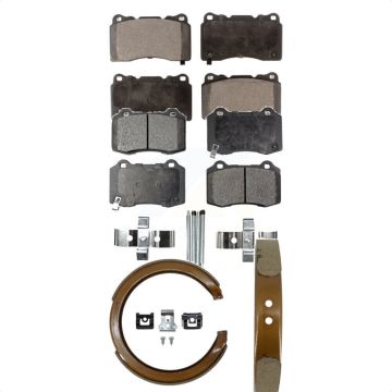Front Rear Ceramic Brake Pads And Parking Shoes Kit For Cadillac CTS STS KTN-100702