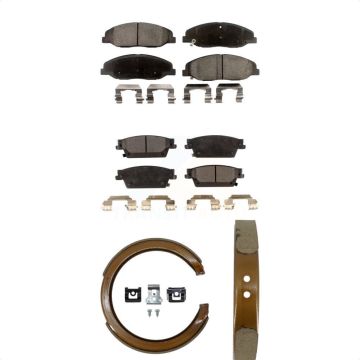 Front Rear Ceramic Brake Pads & Parking Shoe Kit For Cadillac STS With Performance Brakes KTN-100704