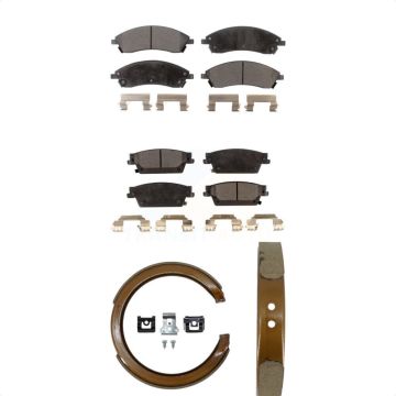 Front Rear Ceramic Brake Pads And Parking Shoes Kit For Cadillac CTS SRX KTN-100709