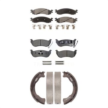 Front Rear Ceramic Brake Pads And Parking Shoes Kit For Ford Explorer Sport Trac Mercury KTN-100711