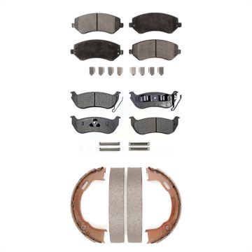 Front Rear Ceramic Brake Pads And Parking Shoes Kit For 2003-2007 Jeep Liberty KTN-100712
