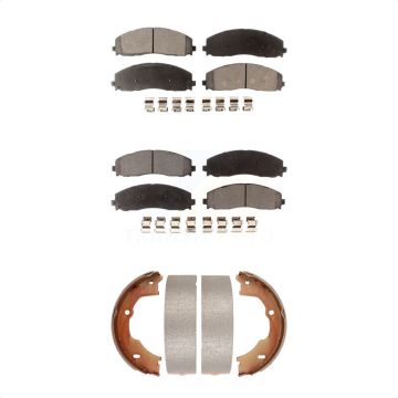 Front Rear Ceramic Brake Pads And Parking Shoes Kit For Ford F-450 Super Duty KTN-100717