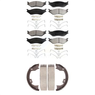 Front Rear Ceramic Brake Pads Parking Shoes Kit For Ford International TerraStar F-450 IC KTN-100718