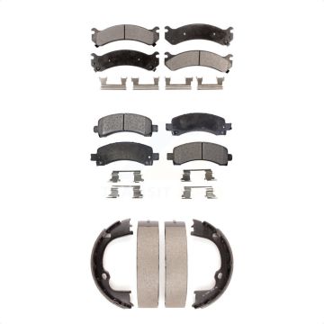 Front Rear Ceramic Brake Pads Parking Shoe Kit For Chevrolet GMC Savana 2500 Express 3500 KTN-100720