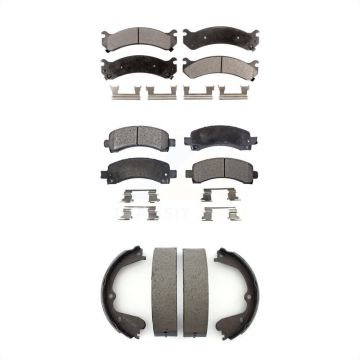 Front Rear Ceramic Brake Pads Parking Shoe Kit For GMC Savana 3500 Chevrolet Express 4500 KTN-100723