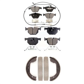 Front Rear Ceramic Brake Pads & Parking Shoe Kit For BMW 530i 530xi 528i xDrive 525i 535i KTN-100728