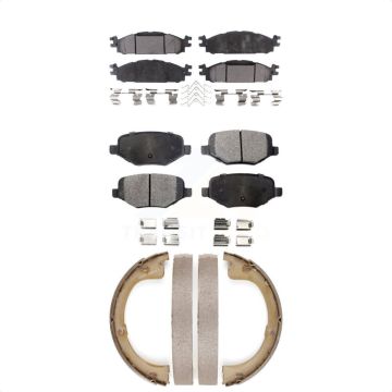 Front Rear Ceramic Brake Pads And Parking Shoes Kit For 2010-2012 Lincoln MKT KTN-100730