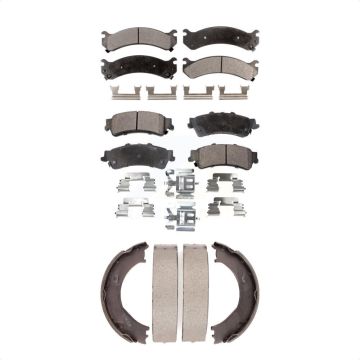 Front Rear Ceramic Brake Pads And Parking Shoes Kit For 2001 GMC Sierra 3500 KTN-100734