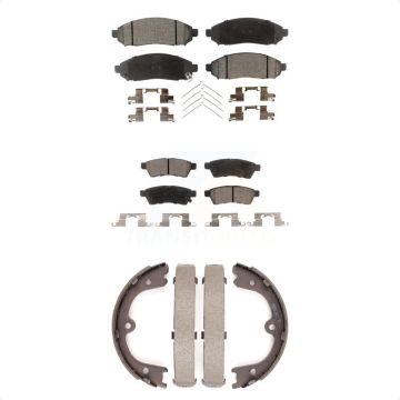 Front Rear Ceramic Brake Pads And Parking Shoes Kit For Nissan Frontier Xterra KTN-100749