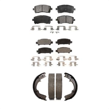 Front Rear Ceramic Brake Pads And Parking Shoes Kit For Subaru Impreza Forester Legacy KTN-100750