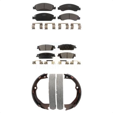 Front Rear Ceramic Brake Pads Parking Shoe Kit For GMC Chevrolet Sierra 1500 Silverado LD KTN-100754