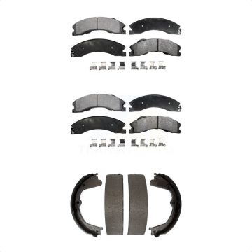 Front Rear Ceramic Brake Pads Parking Shoe Kit For Chevrolet GMC Silverado 2500 HD Sierra KTN-100761