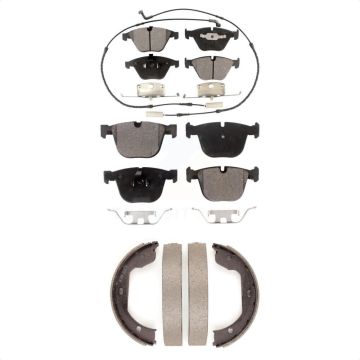 Front Rear Ceramic Brake Pads & Parking Shoes Kit For BMW 650i 645Ci 550i 750i 545i 750Li KTN-100762