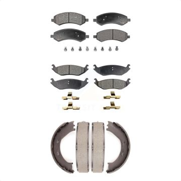 Front Rear Ceramic Brake Pads Parking Shoes Kit For Dodge Ram 1500 Chrysler Aspen Durango KTN-100790