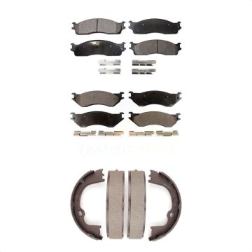 Front Rear Ceramic Brake Pads Parking Shoes Kit For 2007 Dodge Ram 1500 With 5 Lug Wheels KTN-100792