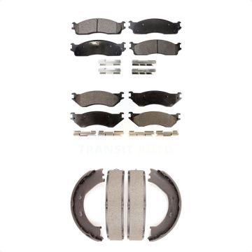Front Rear Ceramic Brake Pads Parking Shoes Kit For 2008 Dodge Ram 1500 With 5 Lug Wheels KTN-100794