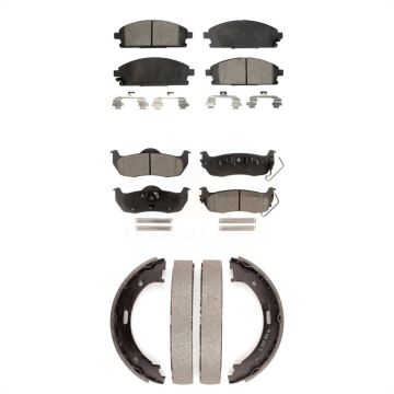 Front Rear Ceramic Brake Pads And Parking Shoes Kit For 2004 Nissan Pathfinder KTN-100801