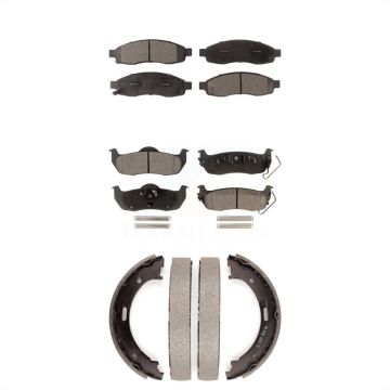 Front Rear Ceramic Brake Pads And Parking Shoes Kit For Nissan TITAN Armada INFINITI QX56 KTN-100802