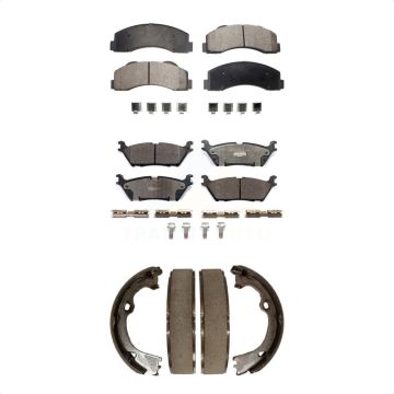 Front Rear Ceramic Brake Pads Parking Shoe Kit For Ford F-150 With Electric KTN-100818