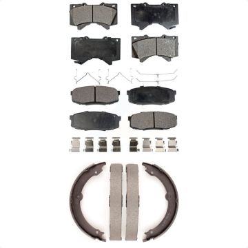 Front Rear Ceramic Brake Pads Parking Shoe Kit For Toyota Tundra Sequoia Lexus LX570 Land KTN-100820