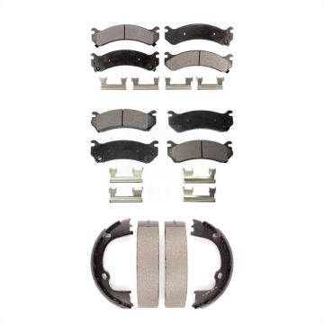 Front Rear Ceramic Brake Pads Parking Shoe Kit For GMC Chevrolet Silverado 2500 HD Sierra KTN-100822