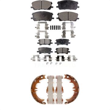 Front Rear Ceramic Brake Pads & Parking Shoes Kit For Lexus RX350 RX330 Toyota Highlander KTN-100824