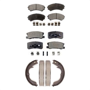 Front Rear Ceramic Brake Pads And Parking Shoes Kit For Mitsubishi Endeavor KTN-100835