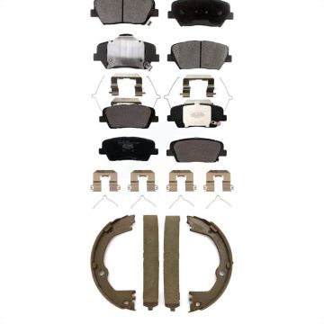 Front Rear Ceramic Brake Pads And Parking Shoes Kit For 2017-2018 Hyundai Santa Fe Sport KTN-100860