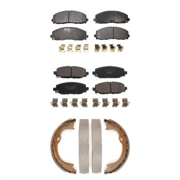 Front Rear Ceramic Brake Pads And Parking Shoes Kit For Jeep Wrangler KTN-100863