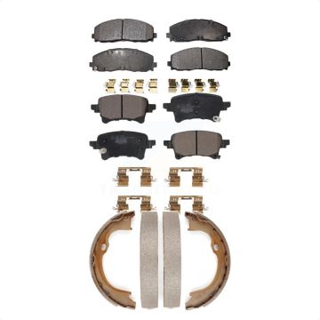 Front Rear Ceramic Brake Pads And Parking Shoes Kit For Jeep Wrangler Gladiator KTN-100864