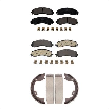 Front Rear Ceramic Brake Pads And Parking Shoes Kit For Ram 2500 3500 KTN-100894