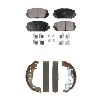 Front Rear Ceramic Brake Pads & Drum Shoe Kit For 2015-2018 Toyota Yaris Disc rear brakes KTN-100905