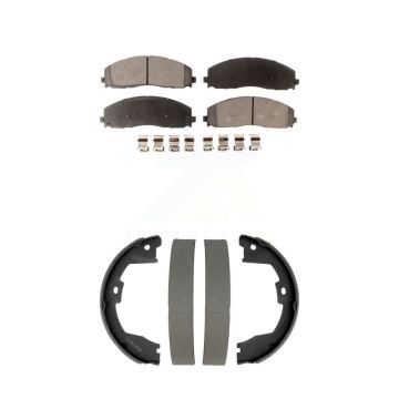 Front Rear Ceramic Brake Pads And Drum Shoes Kit For Ford F-350 Super Duty F-250 F-450 KTN-100908