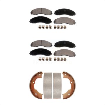 Front Rear Ceramic Brake Pads And Parking Shoes Kit For Ford F-450 Super Duty F-550 F-600 KTN-100909