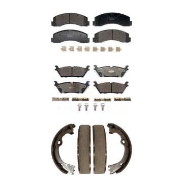 Front Rear Ceramic Brake Pads Parking Shoe Kit For Ford F-150 With Electric KTN-100918
