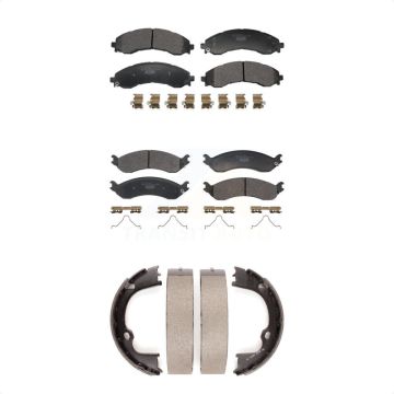 Front Rear Ceramic Brake Pads Parking Shoe Kit For GMC Chevrolet Savana 2500 Express 3500 KTN-100934