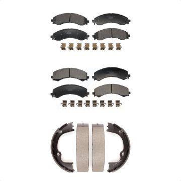 Front Rear Ceramic Brake Pads And Parking Shoes Kit For GMC Savana 2500 Chevrolet Express KTN-100935