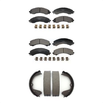 Front Rear Ceramic Brake Pads Parking Shoe Kit For GMC Savana 3500 Chevrolet Express 4500 KTN-100936