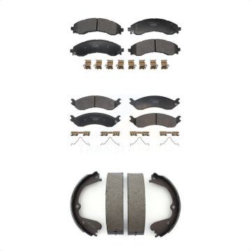 Front Rear Ceramic Brake Pads And Parking Shoes Kit For GMC Chevrolet Savana 4500 Express KTN-100937