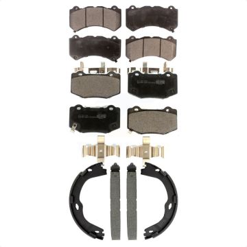 Front Rear Ceramic Brake Pads Parking Shoe Kit For Chevrolet Corvette Cadillac ATS Camaro KTN-100944